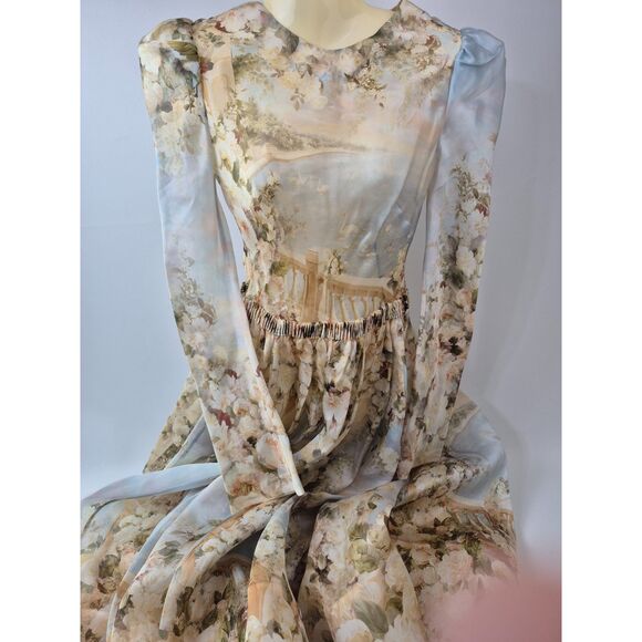 Zimmermann Women's Lyrical Ruched Silk Floral Midi Maxi Dress Gown Size AU 0 XS - Picture 4 of 8